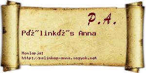 Pálinkás Anna névjegykártya